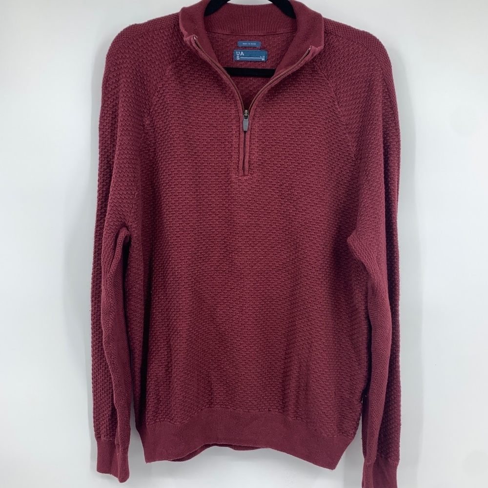Under Armour mens large sweater pullover textured waffle‎ casual quarter zip